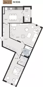 2-к кв. Калининградская область, Калининград Мой Город жилой комплекс ...