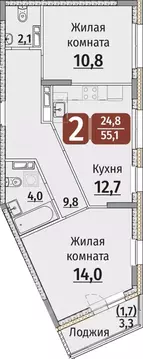 2-к кв. Чувашия, Чебоксары ул. Энергетиков (56.75 м)