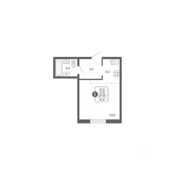 1-к кв. Кировская область, Киров ул. Потребкооперации, 34 (27.8 м)