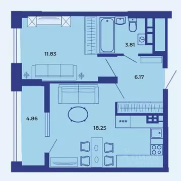1-к кв. Брянская область, Брянск ул. Комарова, 47 (45.0 м)