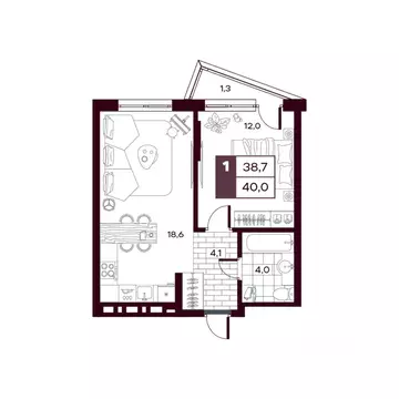 1-к кв. Тюменская область, Тюменский муниципальный округ, д. Дударева ...