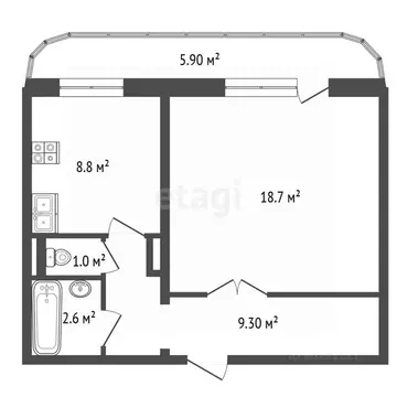 1-к кв. Пермский край, Пермь Целинная ул., 49Б (43.0 м)