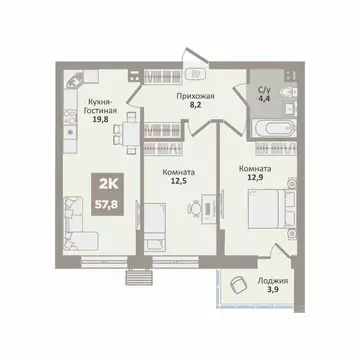 2-к кв. Курганская область, Курган Заозерный жилрайон, 12-й мкр, 2 ...