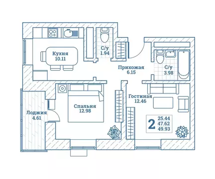 2-комнатная квартира: посёлок городского типа Монино, улица Генерала ...