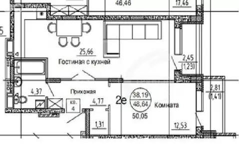 2-комнатная квартира: Воронеж, улица Независимости, 78Бк2 (48.4 м)