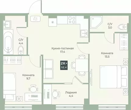 2-к кв. Курганская область, Курган Заозерный жилрайон, 6А мкр, ул. ...