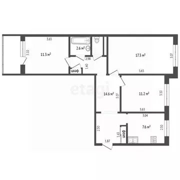 3-к кв. Нижегородская область, Выкса Жуковского мкр, 10К2 (67.0 м)