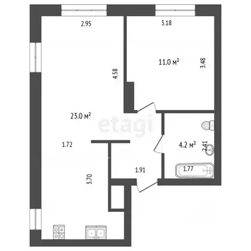 1-к кв. Тюменская область, Тюмень Новгородская ул., 20 (42.0 м)