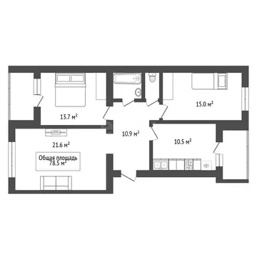 3-комнатная квартира: Новосибирск, улица Ивлева, 160 (78.5 м)