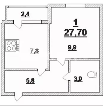 1-комнатная квартира: Пионерский, Октябрьская улица, 2к1 (26.6 м)