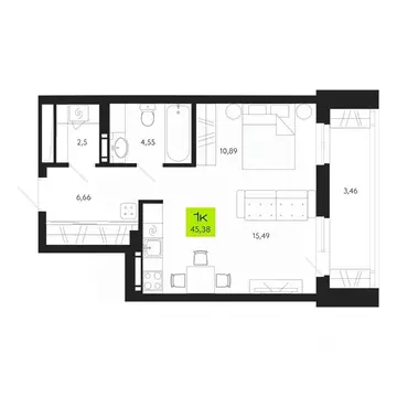 1-к кв. Томская область, Томск Уютный жилой квартал, ул. Маяковского, ...