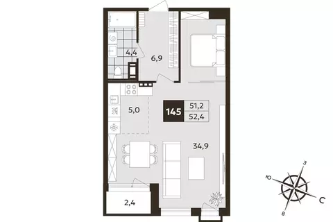 1-комнатная квартира: Санкт-Петербург, Бронницкая улица, 11 (51.2 м)