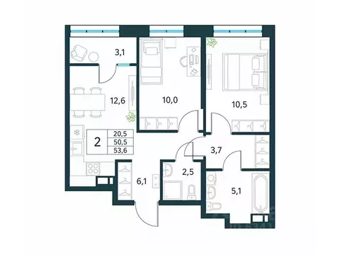 2-к кв. Забайкальский край, Чита Хороший мкр,  (53.6 м)