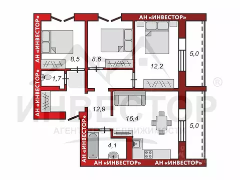 3-к кв. Челябинская область, Челябинский городской округ, пос. ...