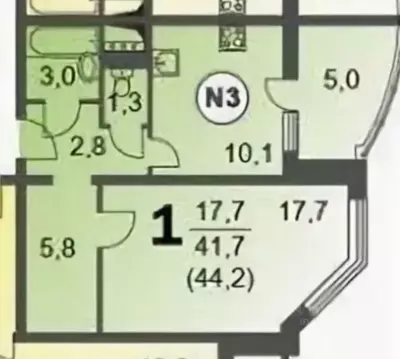 1-к кв. Московская область, Мытищи ул. Борисовка, 20а (44.7 м)