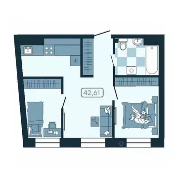 2-к кв. Приморский край, Владивосток ул. Борисенко (42.61 м)