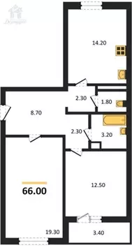 2-комнатная квартира: село Ямное, улица Генерала Черткова, 4 (66 м)