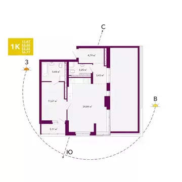 1-к кв. Свердловская область, Екатеринбург просп. Космонавтов, 103А ...