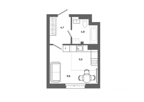Студия Ханты-Мансийский АО, Сургут 30А мкр,  (24.1 м)