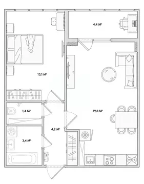 1-к кв. Орловская область, Орел Раздольная ул., 29 (41.9 м)