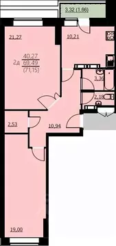 2-к кв. Ярославская область, Ярославль Красноборская ул., 38к3 (71.15 ...