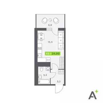 Квартира-студия: Кудрово, Солнечная улица, 4 (24 м)