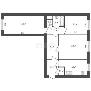 3-комнатная квартира: Санкт-Петербург, проспект Просвещения, 84к1 (60 ...