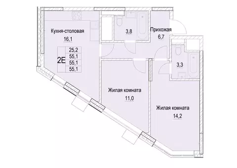 2-к кв. Московская область, Мытищи ул. Академика Каргина, 26А (55.1 м)