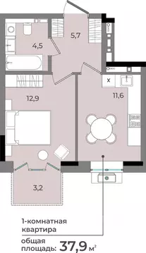 1-к кв. Удмуртия, Ижевск ул. Имени В.С. Тарасова, 6 (37.9 м)