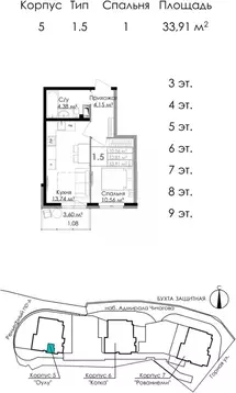 1-к кв. Ленинградская область, Выборг наб. Адмирала Чичагова, 6 (33.34 ...