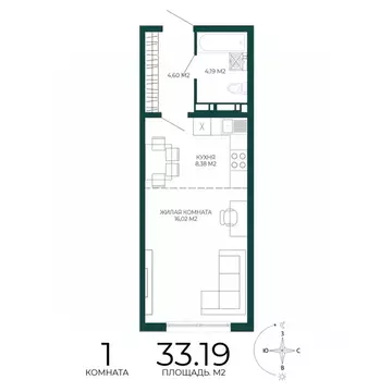 1-к кв. Пензенская область, Пенза Чаадаев жилой комплекс (33.19 м)