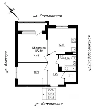 2-к кв. Свердловская область, Екатеринбург ул. Кронштадтская, 30 ...