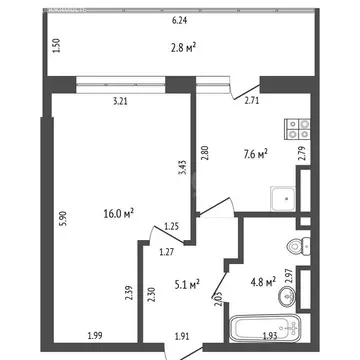 1-комнатная квартира: Стерлитамак, улица Кочетова, 31А (32.9 м)