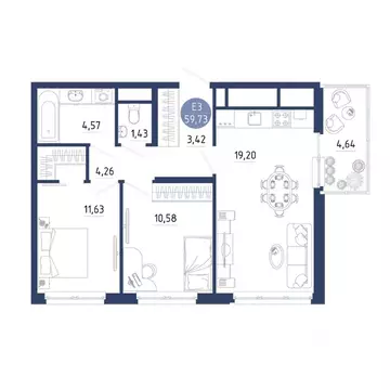 2-к кв. Рязанская область, Рязанский муниципальный округ, с. Дядьково ...