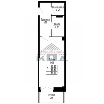 1-к кв. Омская область, Омск ул. Фрунзе (35.0 м)