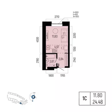 1-к кв. Башкортостан, Уфа Глумилино-1 мкр, Новатор жилой комплекс ...