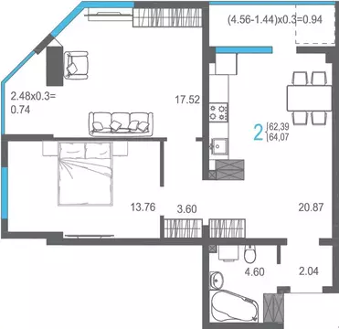 2-к кв. Крым, Ялта ул. Кирова, 155Ак2 (64.07 м)
