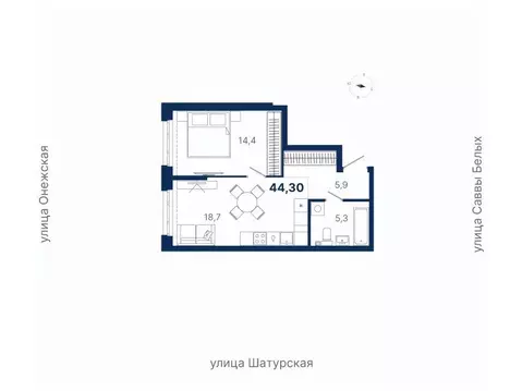 1-к кв. Свердловская область, Екатеринбург ул. Шатурская (44.3 м)