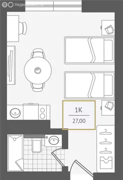 1-комнатная квартира: Адлер, улица Ленина, 280А (27.2 м)