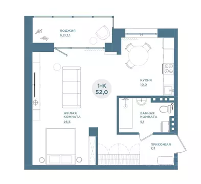 1-к кв. Красноярский край, Красноярск Свердловская ул., 6Е (52.3 м)