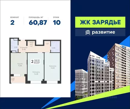 2-к кв. Воронежская область, Воронеж Электросигнальная ул., 9Ак2 ...