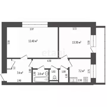 2-к кв. Удмуртия, Ижевск Пушкинская ул., 272 (60.6 м)