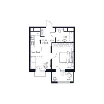 1-к кв. Московская область, Химки  (39.52 м)