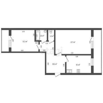 2-комнатная квартира: Майский, Промышленная улица, 5 (51.7 м)