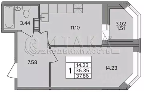 1-к кв. Ленинградская область, Всеволожский район, д. Новое Девяткино ...