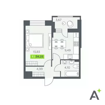 1-к кв. Ленинградская область, Всеволожский район, Заневское городское ...