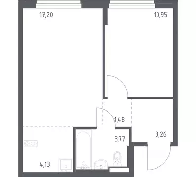 1-к кв. Москва № 37 кв-л,  (40.5 м)