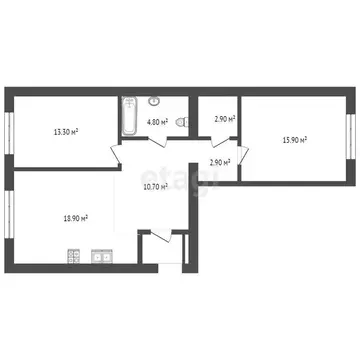 2-комнатная квартира: Тюмень, улица Республики, 204к12 (69.5 м)