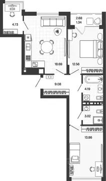 2-к кв. Калининградская область, Гурьевский муниципальный округ, пос. ...