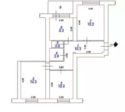 3-к кв. Тверская область, Тверь Хрустальная ул., 4к1 (61.9 м)